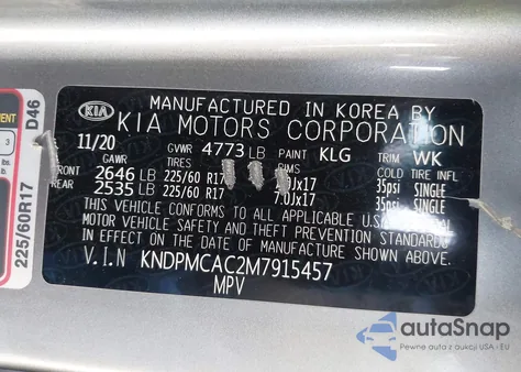 2021 Kia Sportage Lx из США, поврежденный, VIN KNDPMCAC2M7915457